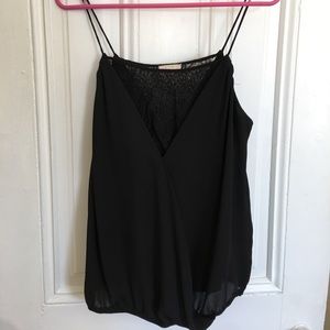 Black spaghetti strap lace tank
